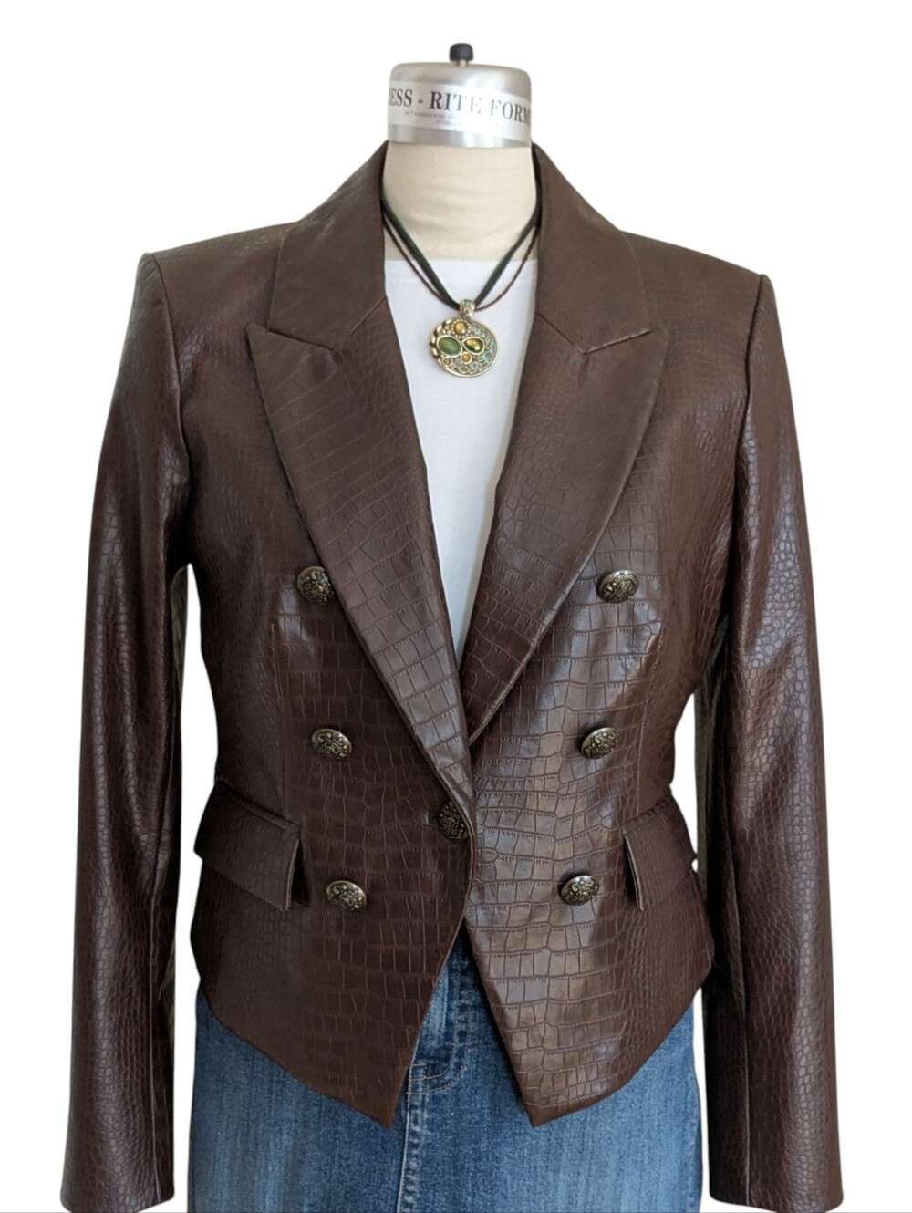 Veronica Beard Cooke Dickey Blazer Vegan Leather